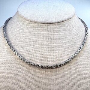 VTG Sterling Silver 925 Byzantine Link Chain Necklace Size 15.75" Length